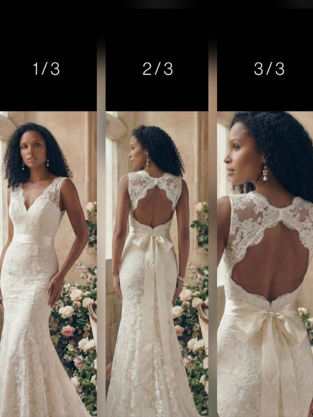 Ivory Lace Mermaid Wedding Dress with Bow-Back